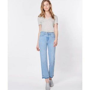 Veronica Beard Jackie 10" High Rise Straight Jeans Raw Hem